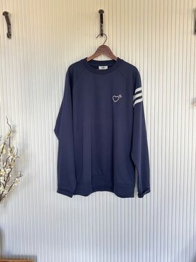 adidas + Human Made (Pharrell) Navy Crewneck Sweatshirt with Heart Embroidery